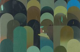 Franziska Holstein, o.T. (M 3-11), 2011 abstraktes Bild mit zylindrigen Körpern