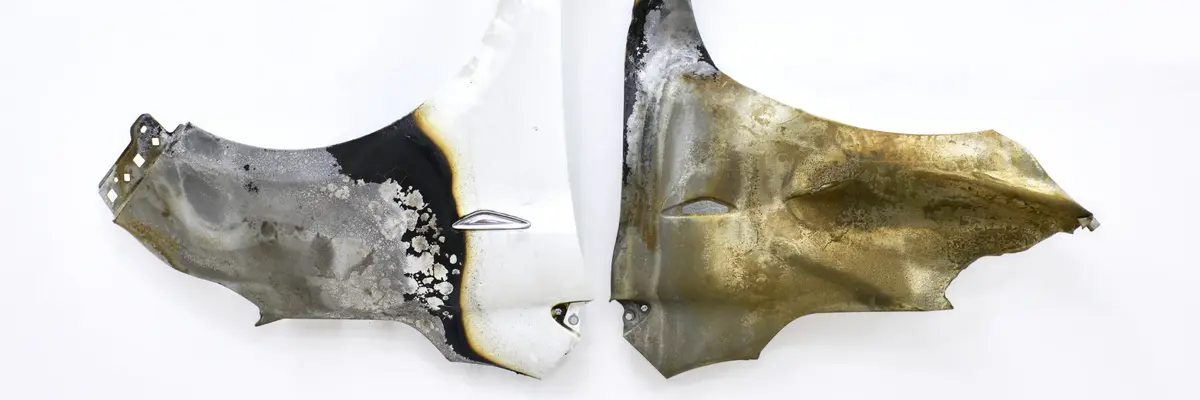 zwei abstrakte Gegenstände vor weißem Hintergrund