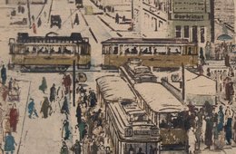 Gerhard David, Postplatz, 1953 Holzschnitt mit Ansicht des Dresdner Postplatzes